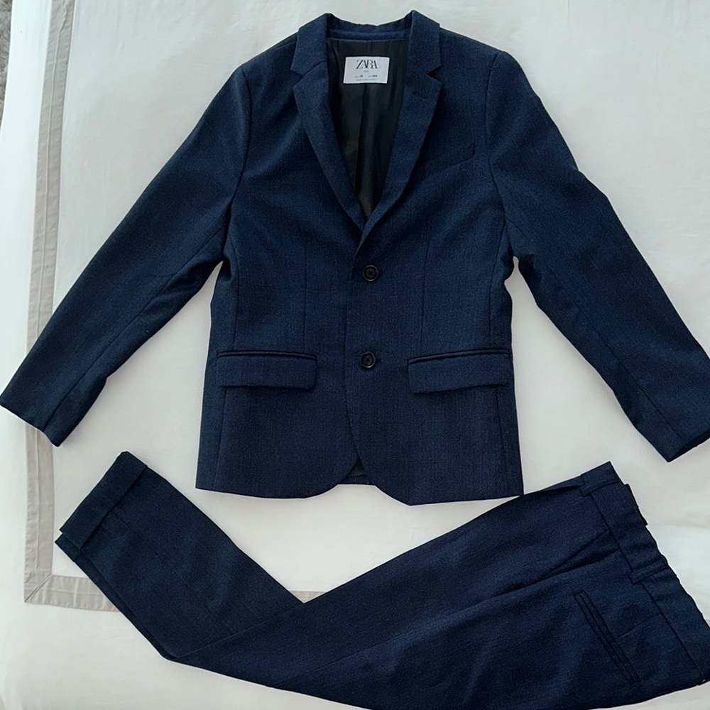 Zara boys Navy Blazer and Pants Set suit wool 10
